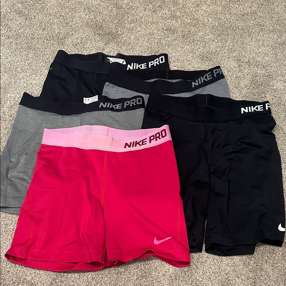 Nike Pro Women's Spandex Shorts in Black, Gray, and Pink